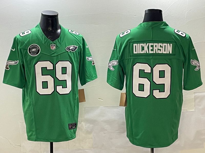 Men Philadelphia Eagles #69 Dickerson Green Retro three generations 2025 Nike Limited NFL Jersey style 1